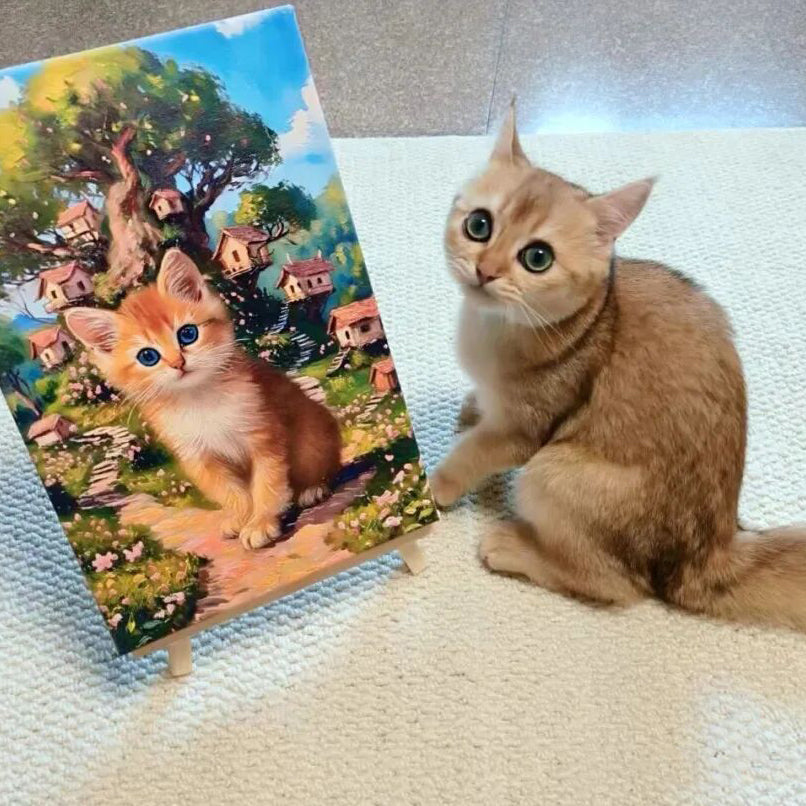 Personalized Cat Portrait Oil Painting Pet Funny Custom Cat Gifts