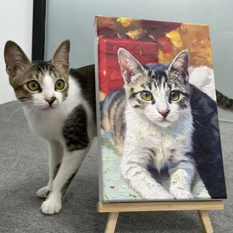 Custom Cat Portrait Oil Painting Pet Funny Personalized Cat Gifts