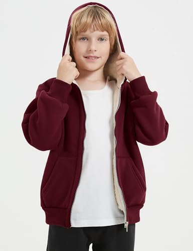 Blank Kids Boys Girls Fleece Jacket Warm Fall Winter Hooded Coats
