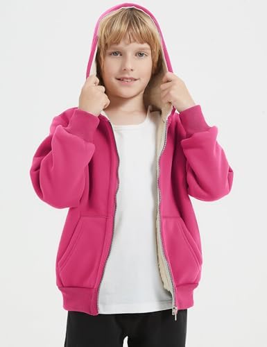 Blank Kids Boys Girls Fleece Jacket Warm Fall Winter Hooded Coats
