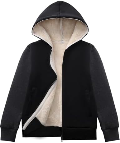Blank Kids Boys Girls Fleece Jacket Warm Fall Winter Hooded Coats