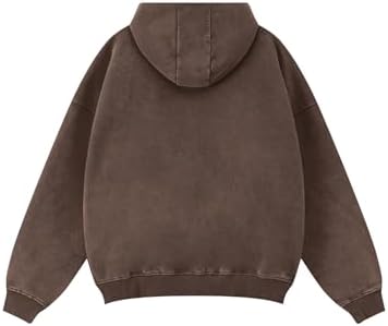 Oversized Fleece Winter Hoodie Vintage Acid Wash Heavyweight Full Zip