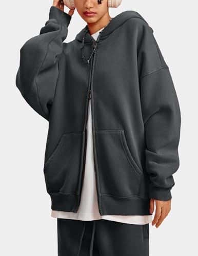 Oversized Fleece Winter Hoodie Vintage Acid Wash Heavyweight Full Zip