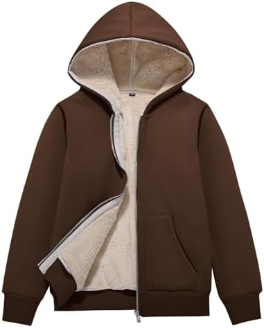 Blank Kids Boys Girls Fleece Jacket Warm Fall Winter Hooded Coats X-Small Brown