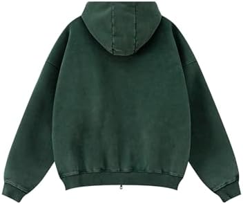 Oversized Fleece Winter Hoodie Vintage Acid Wash Heavyweight Full Zip