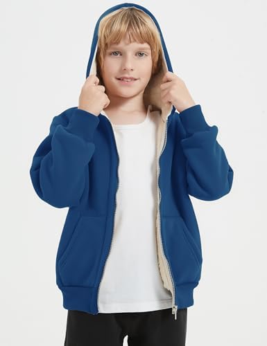 Blank Kids Boys Girls Fleece Jacket Warm Fall Winter Hooded Coats