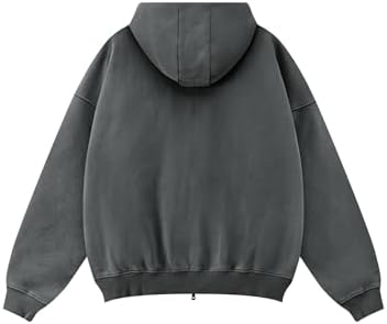 Oversized Fleece Winter Hoodie Vintage Acid Wash Heavyweight Full Zip