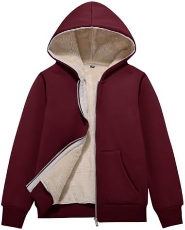 Blank Kids Boys Girls Fleece Jacket Warm Fall Winter Hooded Coats X-Small Maroon