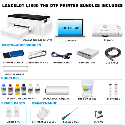 A3 DTF Printer Lancelot L1800 with Oven For Home T-Shirt Printing