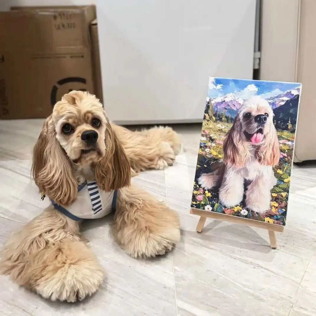 Personalized Dog Portrait Oil Painting Pet Funny Dog Remembrance Gift