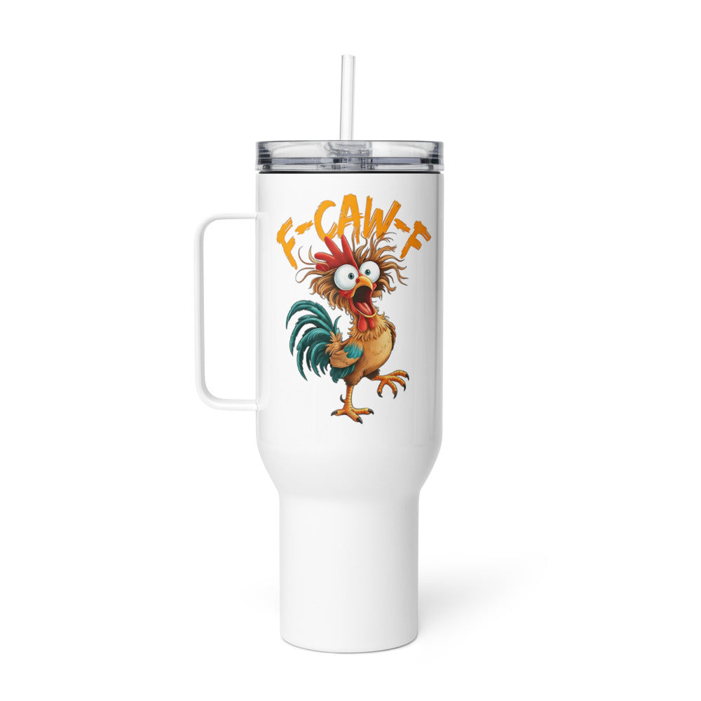 40 oz F Caw F Coffee Mug Tumbler with Handle White Elephant Gag Gift