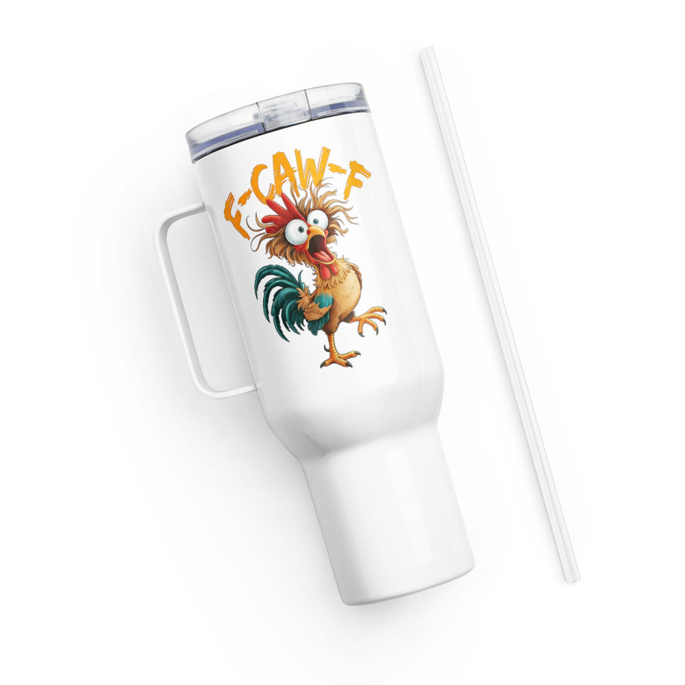 40 oz F Caw F Coffee Mug Tumbler with Handle White Elephant Gag Gift