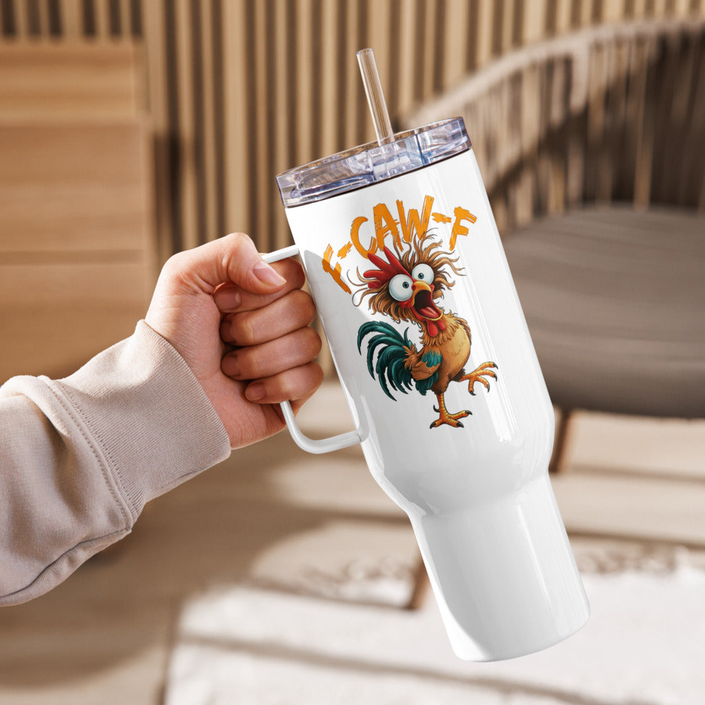 40 oz F Caw F Coffee Mug Tumbler with Handle White Elephant Gag Gift