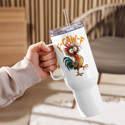 40 oz F Caw F Coffee Mug Tumbler with Handle White Elephant Gag Gift