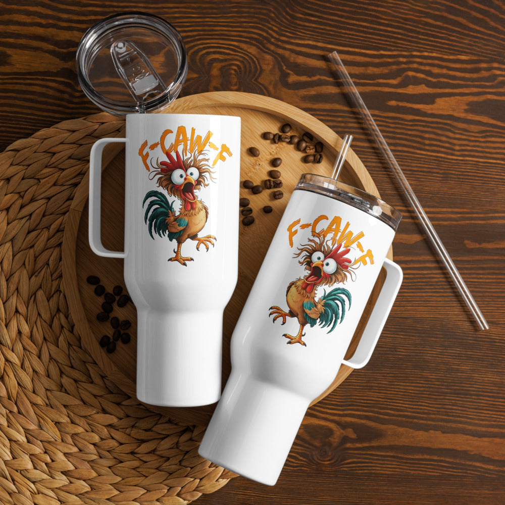 40 oz F Caw F Coffee Mug Tumbler with Handle White Elephant Gag Gift