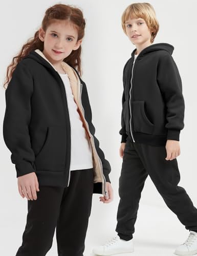 Blank Kids Boys Girls Fleece Jacket Warm Fall Winter Hooded Coats