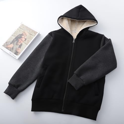 Blank Kids Boys Girls Fleece Jacket Warm Fall Winter Hooded Coats