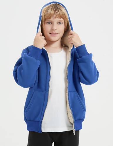 Blank Kids Boys Girls Fleece Jacket Warm Fall Winter Hooded Coats