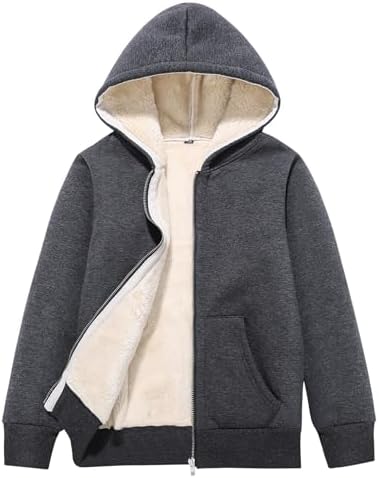 Blank Kids Boys Girls Fleece Jacket Warm Fall Winter Hooded Coats