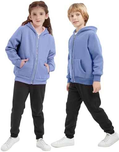 Blank Kids Boys Girls Fleece Jacket Warm Fall Winter Hooded Coats