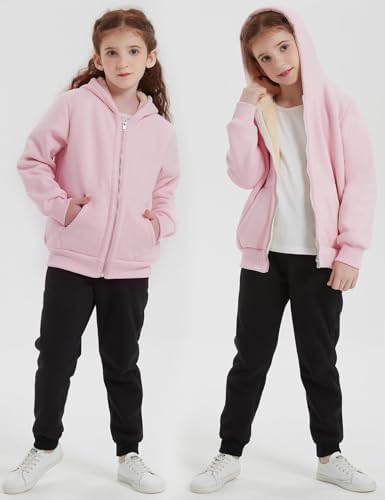 Blank Kids Boys Girls Fleece Jacket Warm Fall Winter Hooded Coats