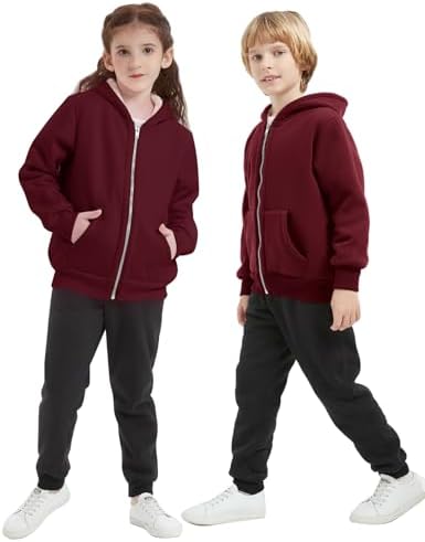 Blank Kids Boys Girls Fleece Jacket Warm Fall Winter Hooded Coats