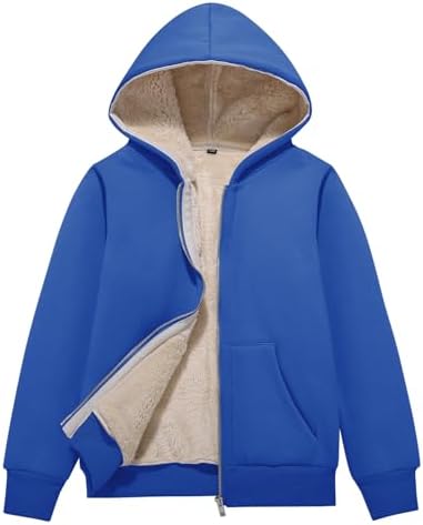 Blank Kids Boys Girls Fleece Jacket Warm Fall Winter Hooded Coats X-Small Blue