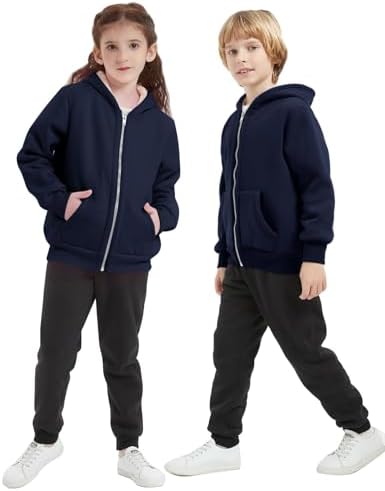 Blank Kids Boys Girls Fleece Jacket Warm Fall Winter Hooded Coats