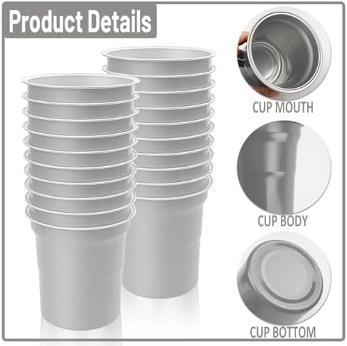 80 Pack 16 oz Aluminum Party Cups Metal Reusable Drinking Coffee Cups