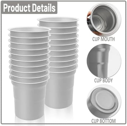 80 Pack 16 oz Aluminum Party Cups Metal Reusable Drinking Coffee Cups