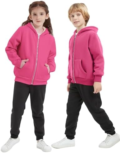 Blank Kids Boys Girls Fleece Jacket Warm Fall Winter Hooded Coats