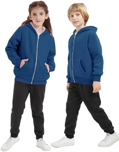 Blank Kids Boys Girls Fleece Jacket Warm Fall Winter Hooded Coats