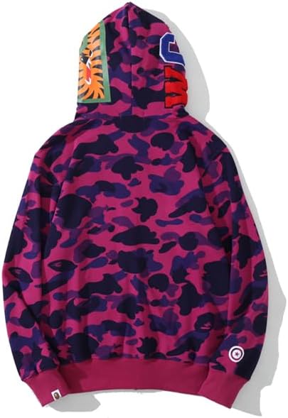 Unisex Shark Embroidery Y2k Zip Up Hoodie Couple Sweatshirts Jacket Asian Size