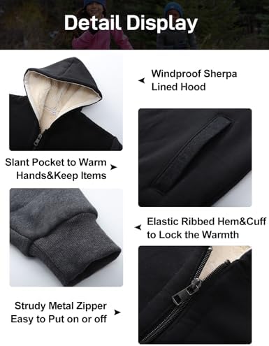 Blank Kids Boys Girls Fleece Jacket Warm Fall Winter Hooded Coats