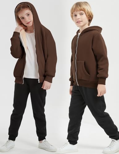 Blank Kids Boys Girls Fleece Jacket Warm Fall Winter Hooded Coats