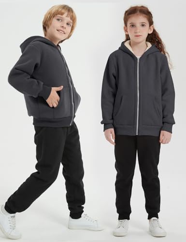 Blank Kids Boys Girls Fleece Jacket Warm Fall Winter Hooded Coats