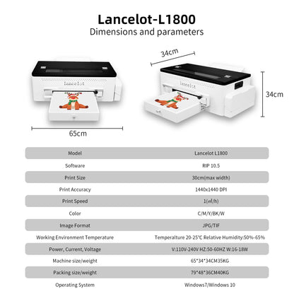 A3 DTF Printer Lancelot L1800 with Oven For Home T-Shirt Printing