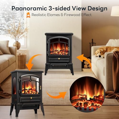 Quick Heating Electric Fireplace Stove Heater For Printing Room