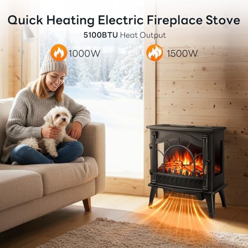 Quick Heating Electric Fireplace Stove Heater For Printing Room