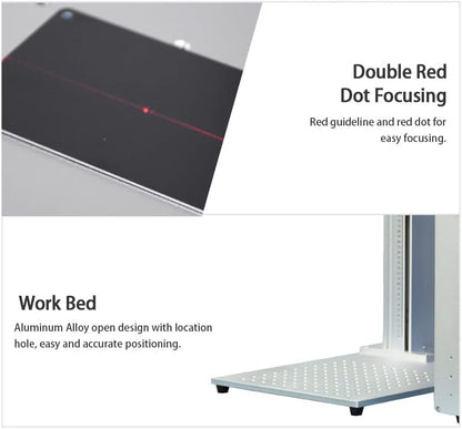 100W(100,000mW) CLASS 4 JPT M7 MOPA Fiber Laser Marking Machine Fiber Laser Engraver Laser Marker 300×300mm with 80mm Rotary Axis and Heightened 800mm Tower Lightburn Compatible