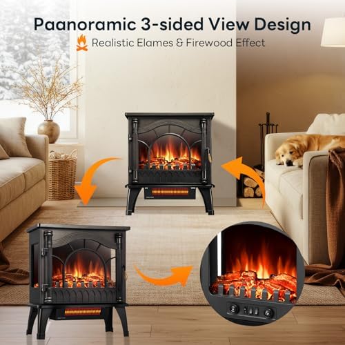 Quick Heating Electric Fireplace Stove Heater For Printing Room