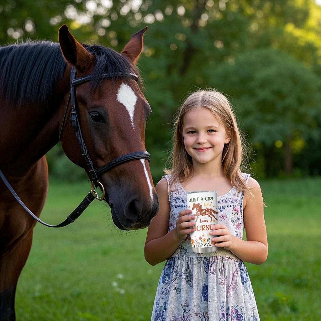 Just A Girl Who Loves Horses Mug 20 Oz Stainless Steel Tumbler Gift