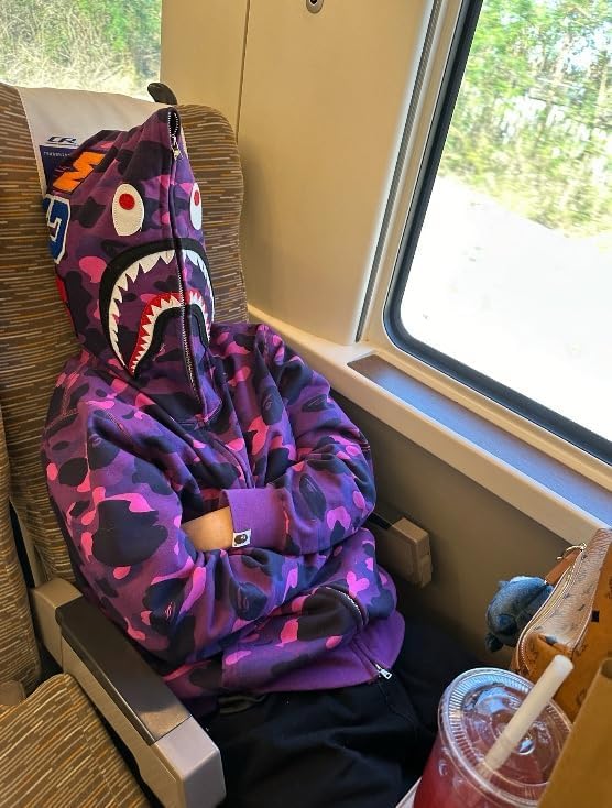 Unisex Shark Embroidery Y2k Zip Up Hoodie Couple Sweatshirts Jacket Asian Size