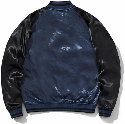 Dragon Floral Embroidery Bomber Jacket Hip Hop Casual Coat Sweetshirt