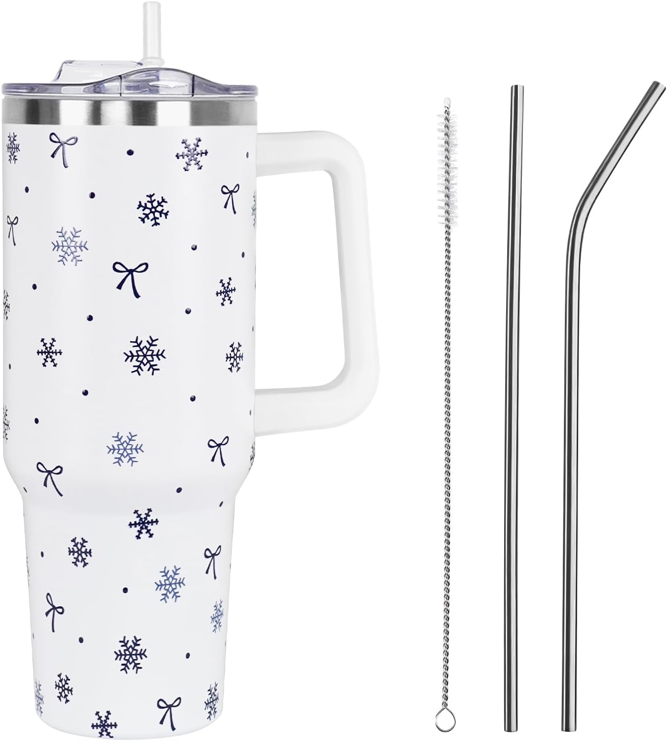 Christmas 40 oz Tumbler with Handle and Straw Lid,Cute Valentine's Day Spring Gift for Her Women Girlfriend Wife Red Heart Floral Vacuum Insulated Leak Proof Stainless Steel Coffee Cup Mug (Copy) (Copy) Holiday Tumblers 8 40 Ounces