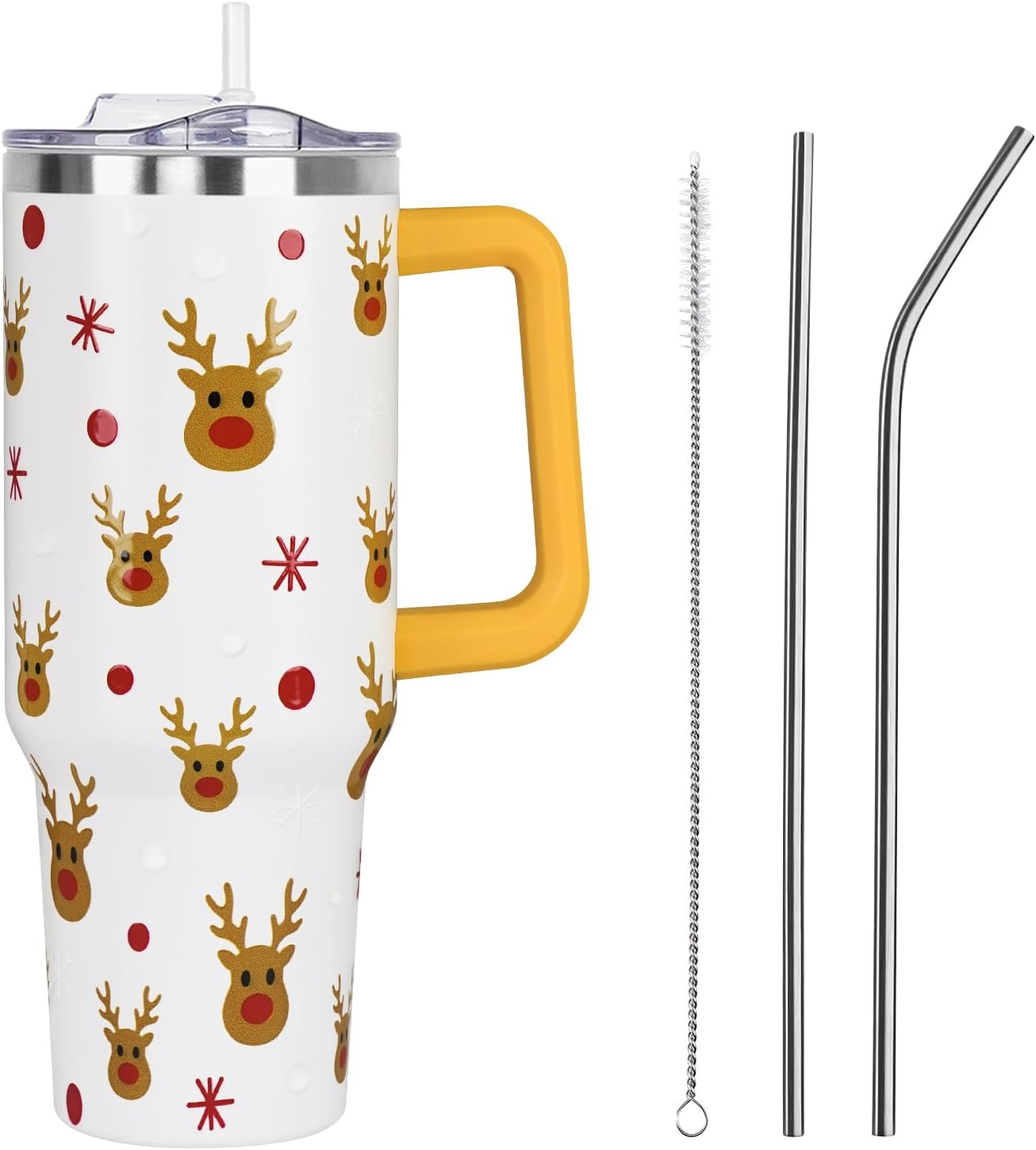 Christmas 40 oz Tumbler with Handle and Straw Lid,Cute Valentine's Day Spring Gift for Her Women Girlfriend Wife Red Heart Floral Vacuum Insulated Leak Proof Stainless Steel Coffee Cup Mug (Copy) (Copy) Holiday Tumblers 1 40 Ounces