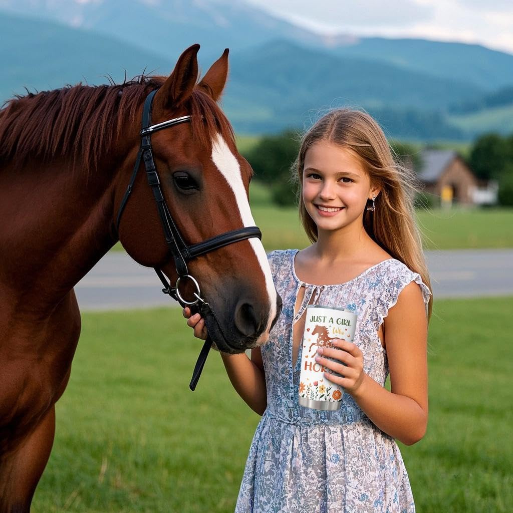 Just A Girl Who Loves Horses Mug 20 Oz Stainless Steel Tumbler Gift