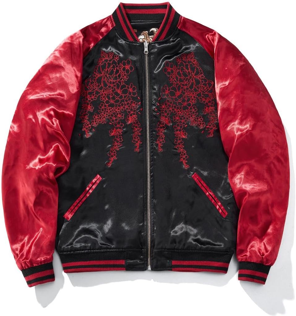 Dragon Floral Embroidery Bomber Jacket Hip Hop Casual Coat Sweetshirt
