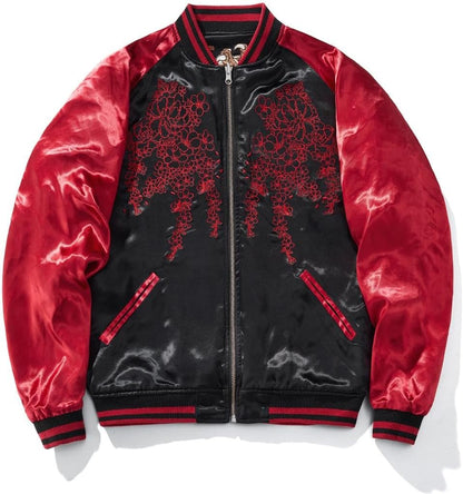 Dragon Floral Embroidery Bomber Jacket Hip Hop Casual Coat Sweetshirt