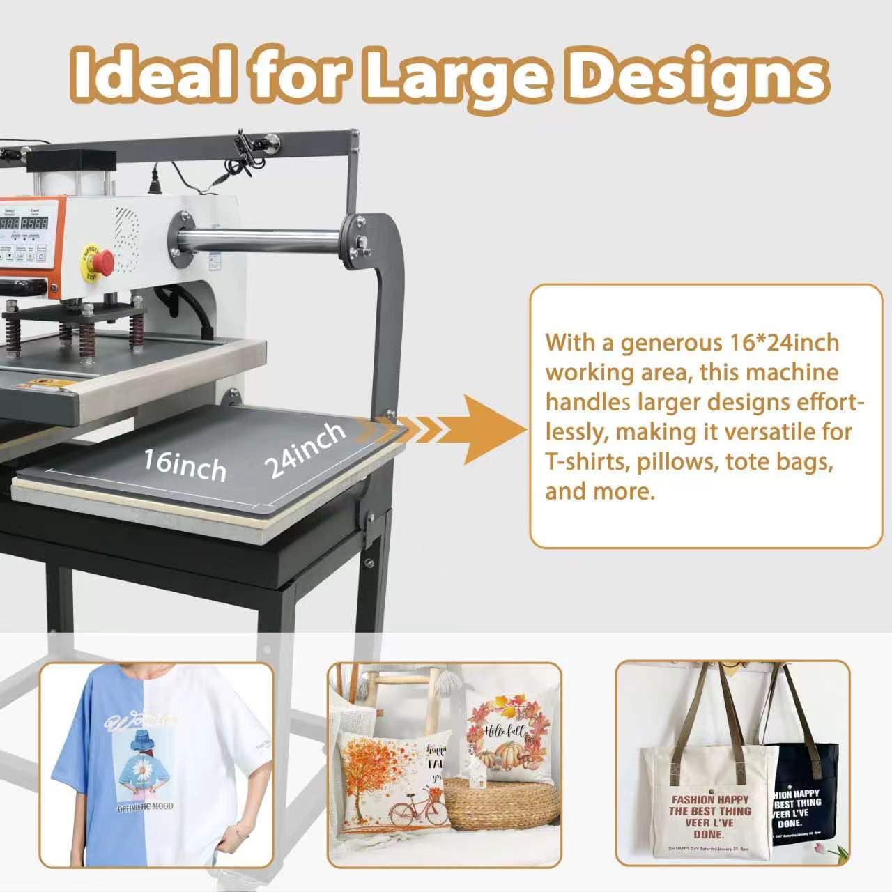 Auto 16x24 Dual-Platen Pneumatic Heat Press Machine